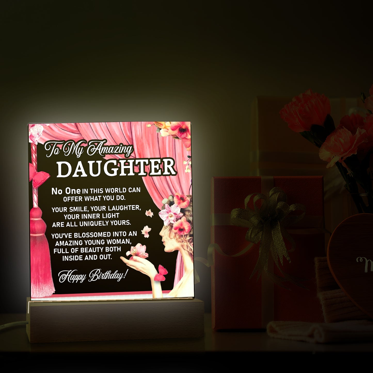 To My Daughter Gift For Her Birthday Acrylic Sign with Lighting For Room