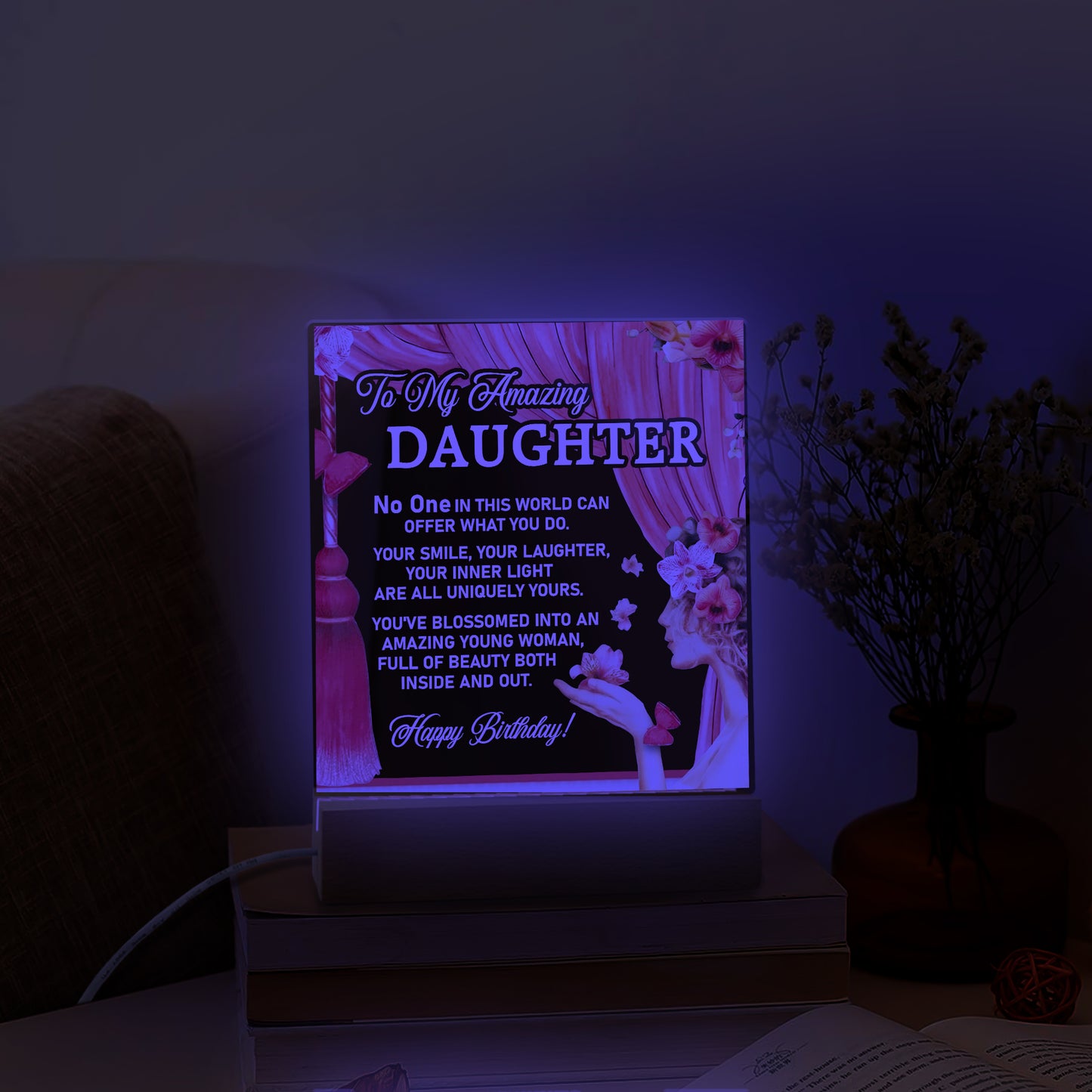 To My Daughter Gift For Her Birthday Acrylic Sign with Lighting For Room