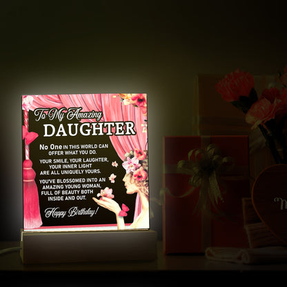 To My Daughter Gift For Her Birthday Acrylic Sign with Lighting For Room