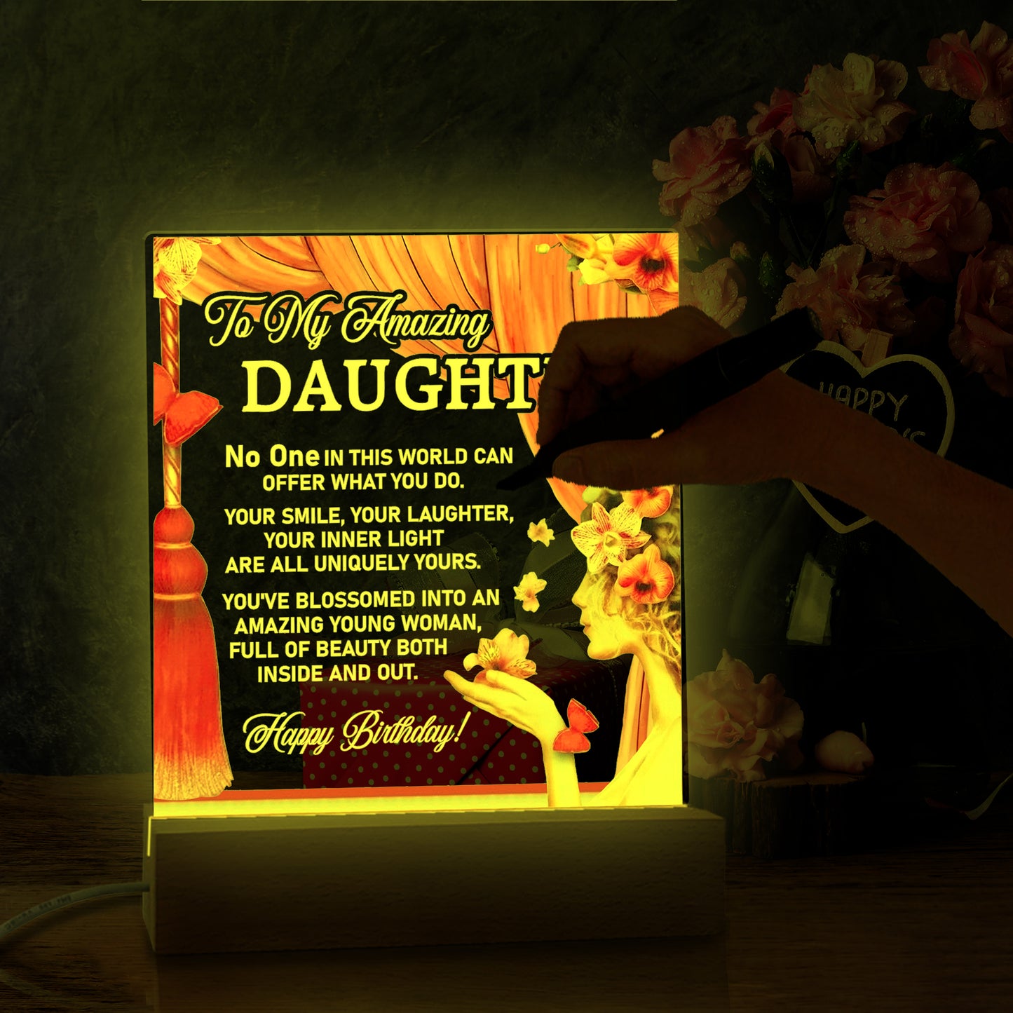 To My Daughter Gift For Her Birthday Acrylic Sign with Lighting For Room