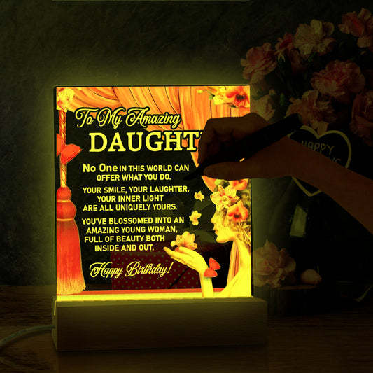 To My Daughter Gift For Her Birthday Acrylic Sign with Lighting For Room
