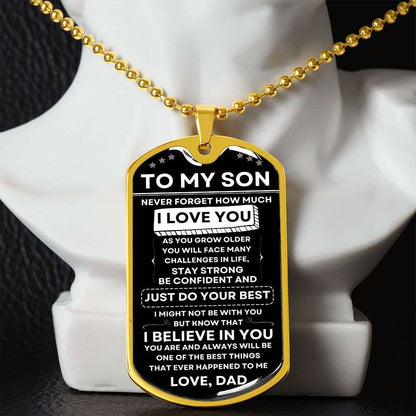 To My Son | Never Forget | Dog Tag-Military Necklace