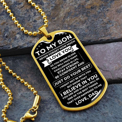 To My Son | I Love You | Dog Tag - Military Chain