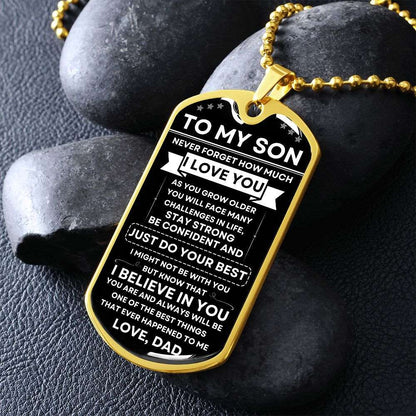 To My Son | I Love You | Dog Tag - Military Chain