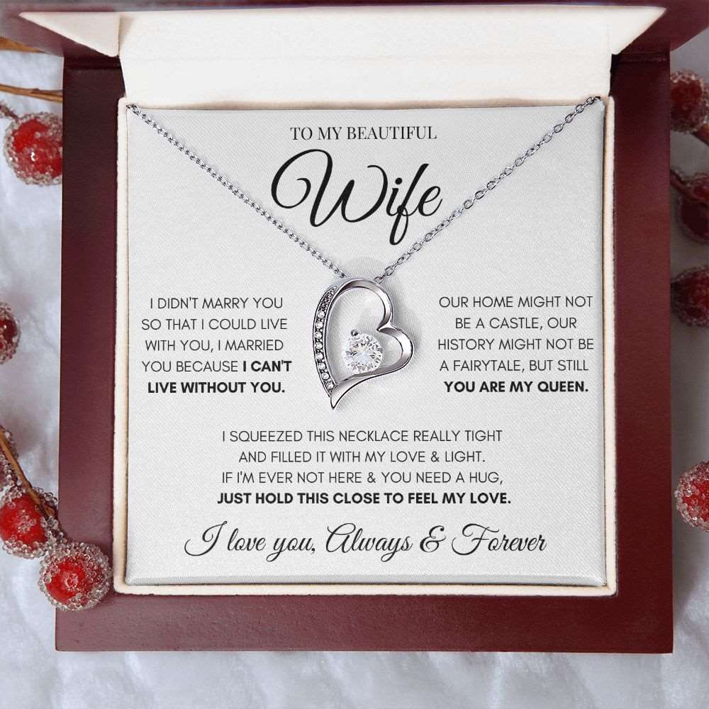 Beautiful Wife Necklace | Necklace for Wife | Gift for Wife | Anniversary Gift | Wedding Gift | Heart Necklace | Forever Love Necklace