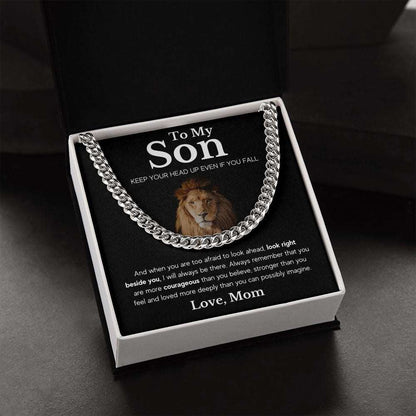 To My Son | Keep Your Head Up | From Mom | Cuban Link Chain