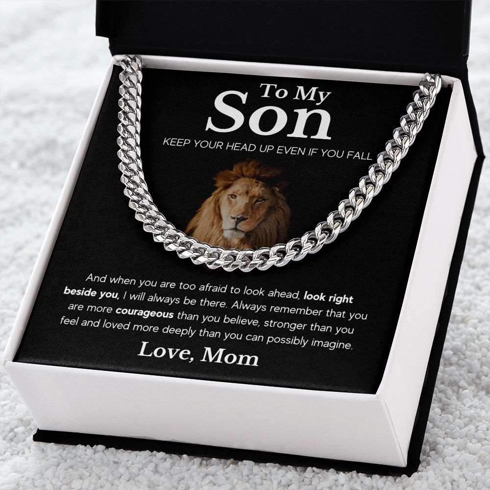 To My Son | Keep Your Head Up | From Mom | Cuban Link Chain