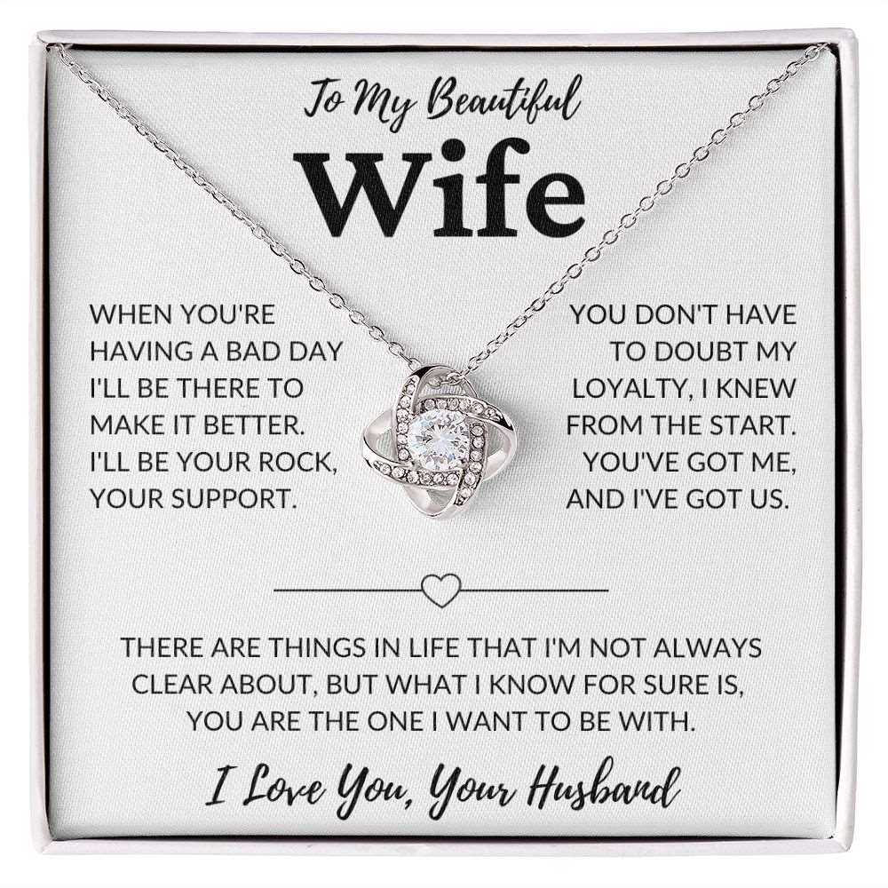 To My Beautiful Wife | Loyalty | Love Knot Necklace