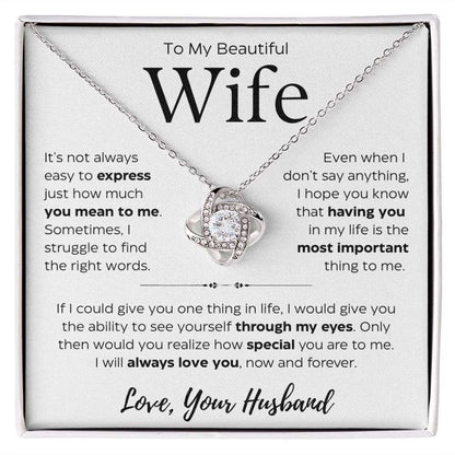 To My Beautiful Wife | Now & Forever | Love Knot Necklace