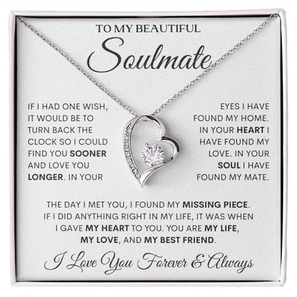 To My Beautiful Soulmate | My Missing Piece | Forever Love Necklace