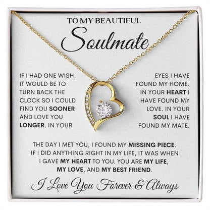 To My Beautiful Soulmate | My Missing Piece | Forever Love Necklace