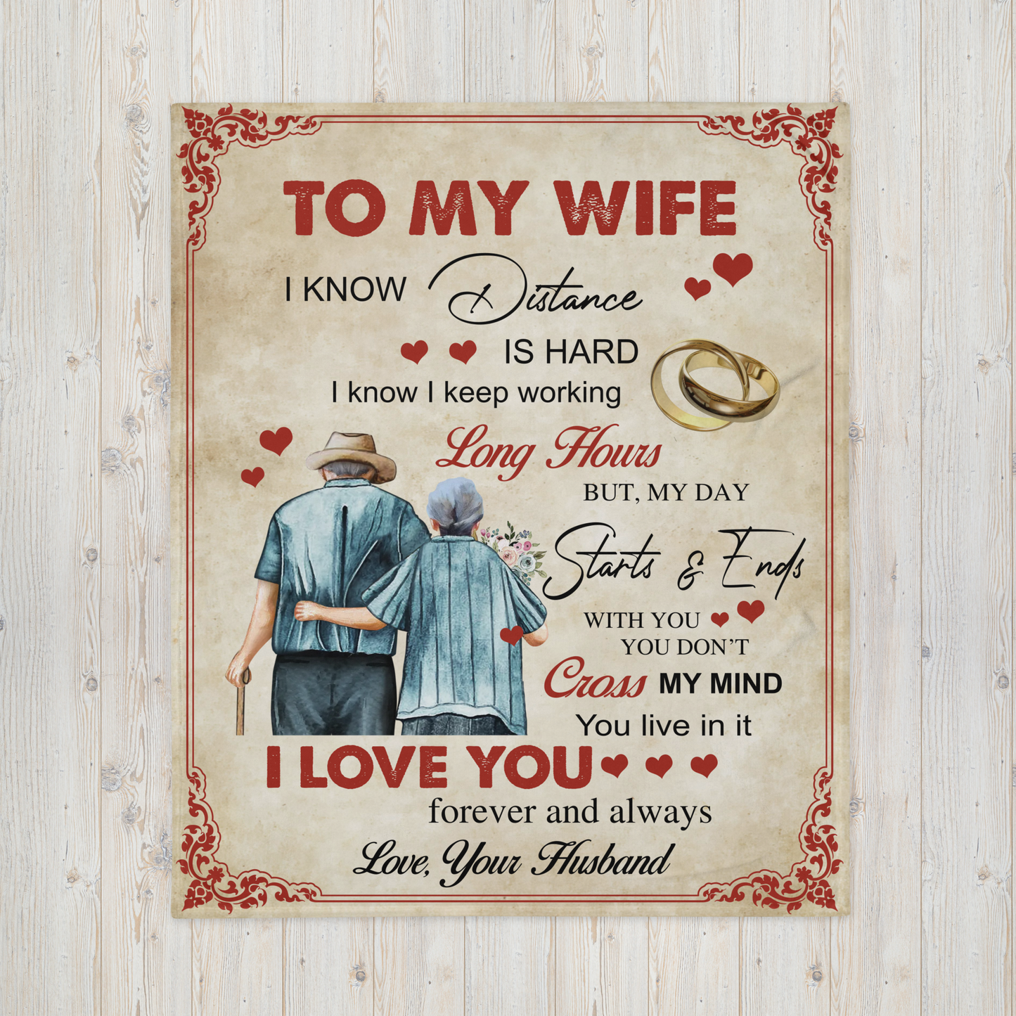 To My Wife, I Love You | Soft Silk Touch Fabric - 50"x60"