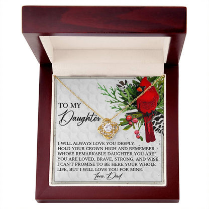 To My Daughter - I Will Always Love You Deeply Necklace Love Knot