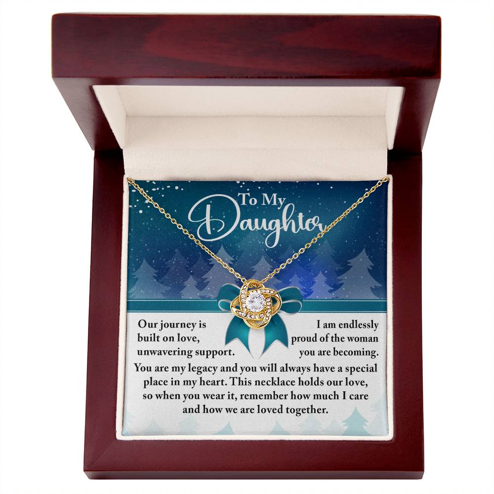 To My Daughter - Our Journey Is Built On Love Necklace Love Knot