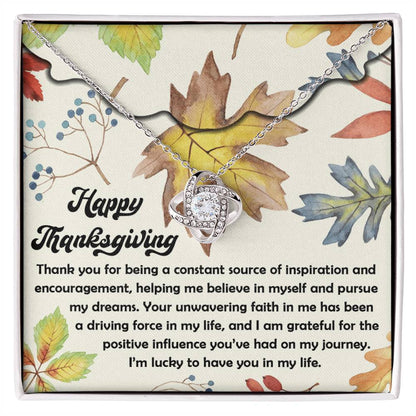 Happy Thanksgiving Thank You For Being A Constant Necklace Love Knot