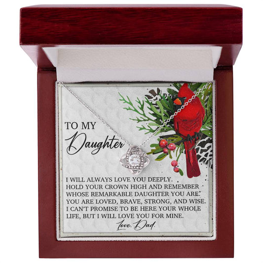 To My Daughter - I Will Always Love You Deeply Necklace Love Knot