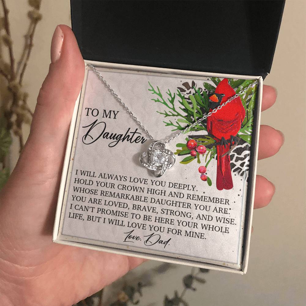 To My Daughter - I Will Always Love You Deeply Necklace Love Knot