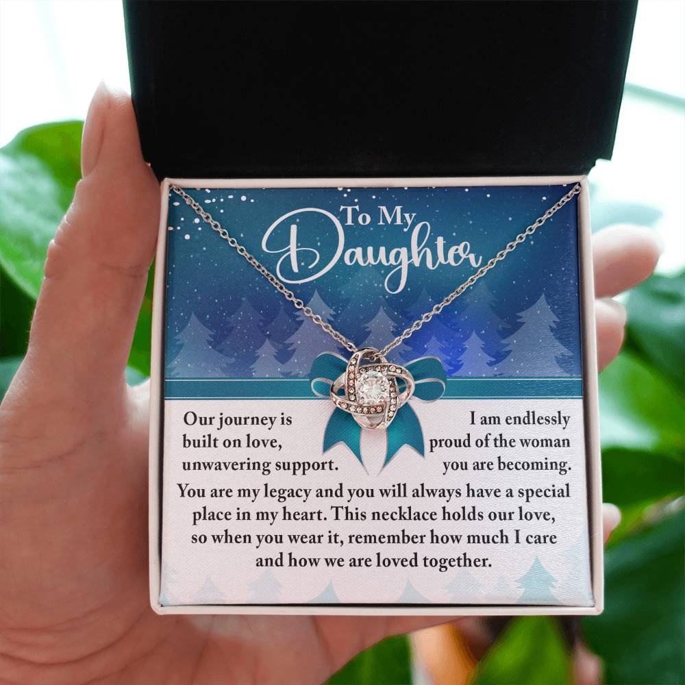 To My Daughter - Our Journey Is Built On Love Necklace Love Knot